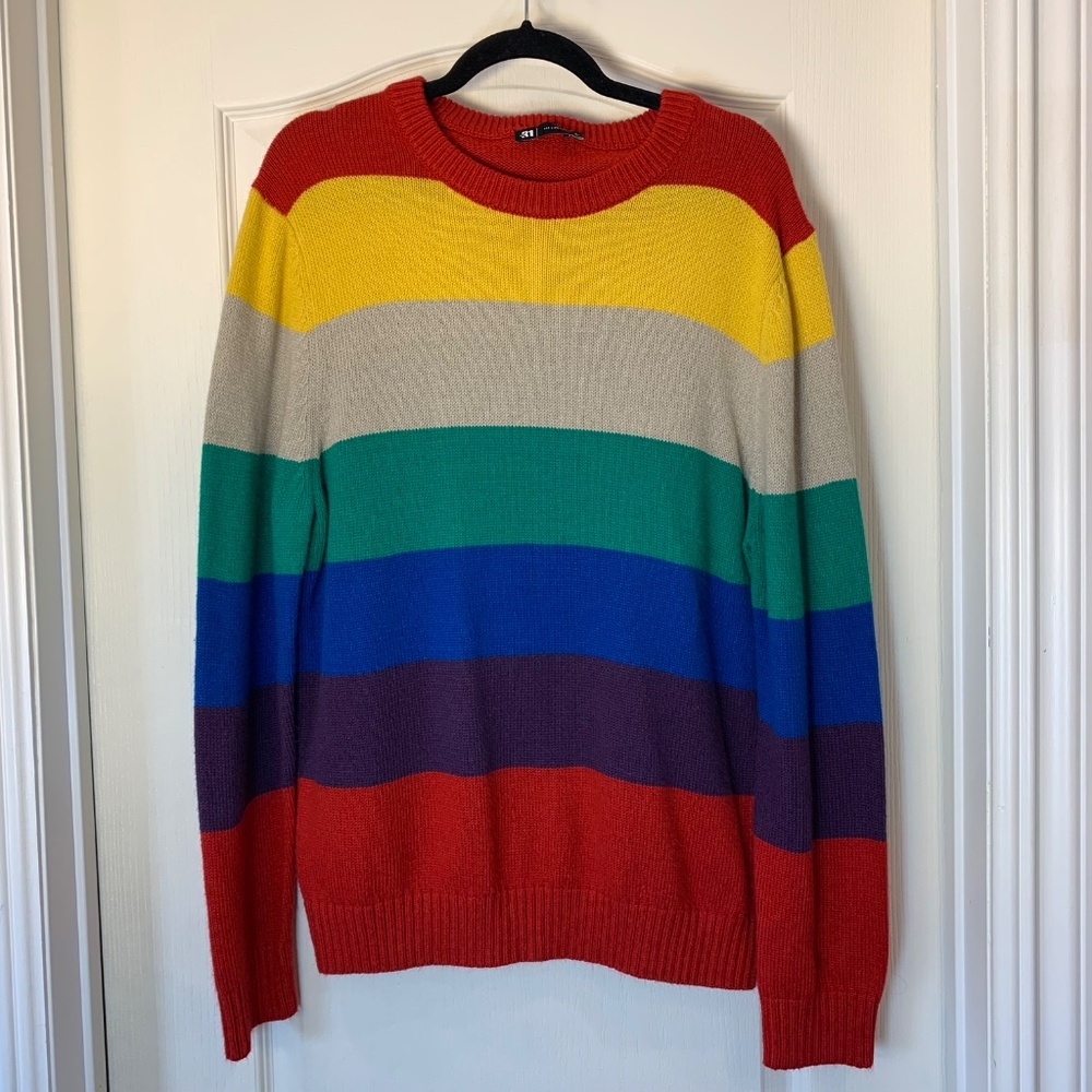 31 by Simons – Men’s Rainbow Knit Sweater |‎ Inclusive Youth Style (L) Modern